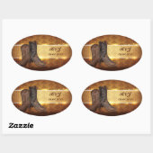 Sticker Ovale mariage de cowboy en détresse dans l'ouest (Feuille)