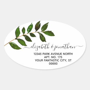 Sticker Ovale Mariage de feuillage minimaliste simple