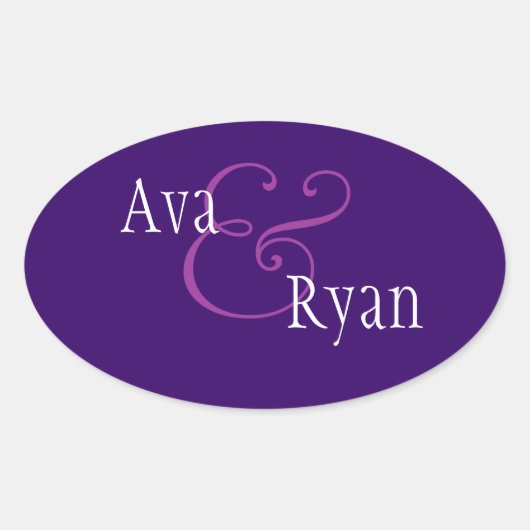 Sticker Ovale Mariage de sceau d'enveloppe moderne violet royal (Devant)