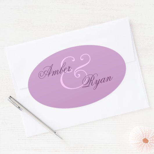 Sticker Ovale Mariage d'enveloppe violet (Enveloppe)