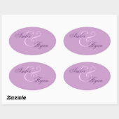 Sticker Ovale Mariage d'enveloppe violet (Feuille)