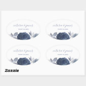 Sticker Ovale Mariage d'été Bleu brillant Floral (Feuille)