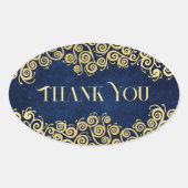 Sticker Ovale Mariage D'Hiver Luxury Marine Bleu Et Or (Devant)