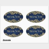 Sticker Ovale Mariage D'Hiver Luxury Marine Bleu Et Or (Feuille)