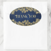 Sticker Ovale Mariage D'Hiver Luxury Marine Bleu Et Or (Sac)