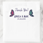 Sticker Ovale Mariage du couple papillon merci nom date (Sac)