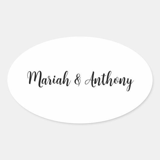 Sticker Ovale Mariage Élégant Créatif Classique Noir Blanc (Devant)