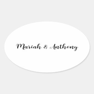 Sticker Ovale Mariage Élégant Créatif Classique Noir Blanc