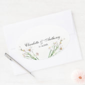 Sticker Ovale Mariage Élégant Créatif Floral Blanc Chic (Enveloppe)