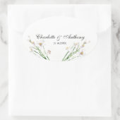 Sticker Ovale Mariage Élégant Créatif Floral Blanc Chic (Sac)