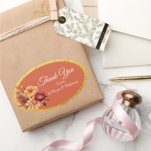 Sticker Ovale Mariage Floral Automnal 