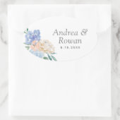 Sticker Ovale Mariage floral bleu et rose (Sac)