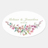 Sticker Ovale Mariage floral en fleurs de cerisier rose (Devant)