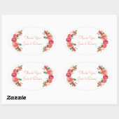 Sticker Ovale Mariage floral rose et pêche (Feuille)