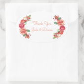 Sticker Ovale Mariage floral rose et pêche (Sac)