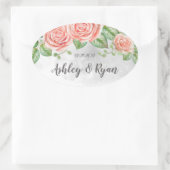 Sticker Ovale Mariage floral rose pâle (Sac)