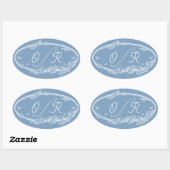 Sticker Ovale Mariage minimal de la côte bleu sombre (Feuille)