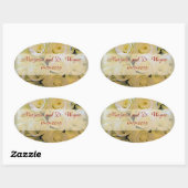 STICKER OVALE MARIAGE OVAL ENVELOPE SEALS & STICKKERS (Feuille)