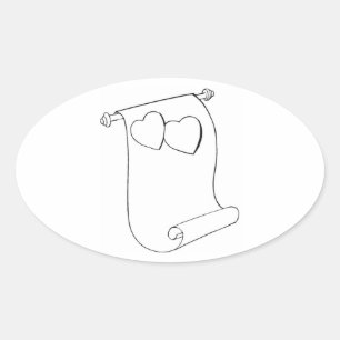 Sticker Ovale Mariage ovale Favor Seals Coeurs Love Scroll