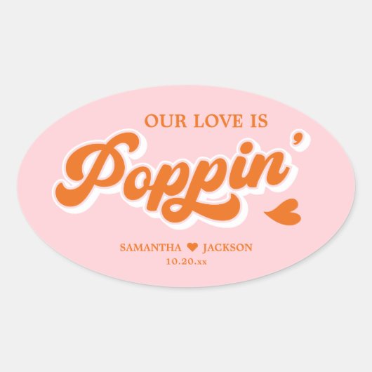 Sticker Ovale Mariage Popcorn Rose Orange Colorful Favoriser (Devant)