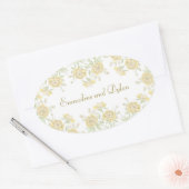 Sticker Ovale Mariage Rose Jaune (Enveloppe)