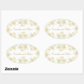 Sticker Ovale Mariage Rose Jaune (Feuille)