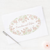 Sticker Ovale Mariage Rose Pâle (Enveloppe)