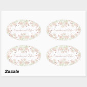 Sticker Ovale Mariage Rose Pâle (Feuille)