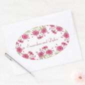 Sticker Ovale Mariage Rose Rose Clair (Enveloppe)