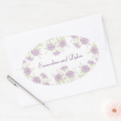 Sticker Ovale Mariage Rose Violette Lavande (Enveloppe)