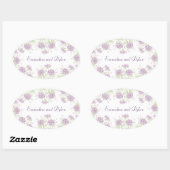 Sticker Ovale Mariage Rose Violette Lavande (Feuille)