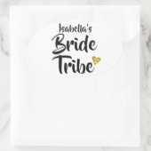 Sticker Ovale Mariée Tribe Gold Date Coeur Personnalisé (Sac)