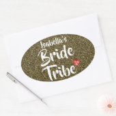 Sticker Ovale Mariée Tribe Rouge Date Coeur Parties scintillant (Enveloppe)