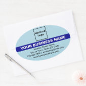 Sticker Ovale Marque d'affaires avec surbrillance sur bleu clair (Enveloppe)