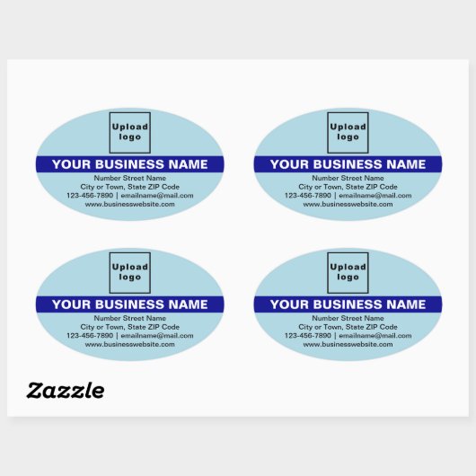 Sticker Ovale Marque d'affaires avec surbrillance sur bleu clair (Feuille)