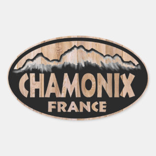 Sticker Ovale Marques ovales en bois de la marque Chamonix Franc