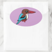 Sticker Ovale Martin-pêcheur à gorge blanche (Sac)