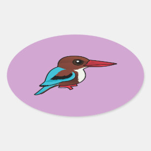 Sticker Ovale Martin-pêcheur Blanc-throated de Birdorable
