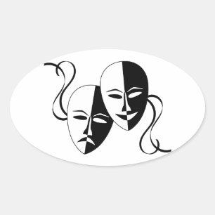 Sticker Ovale Masques de théâtre de comédie et de
