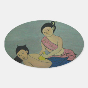Sticker Ovale Massage traditionnel thaïlandais
