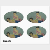 Sticker Ovale Massage traditionnel thaïlandais (Feuille)