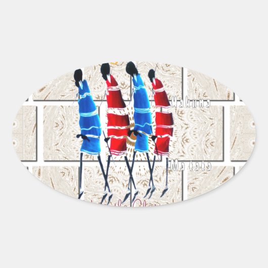 Sticker Ovale Massai Morans art chrétien Imprimer (Devant)