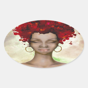 Sticker Ovale Matin rouge fou de cheveux