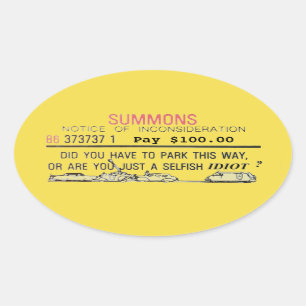 Sticker Ovale Mauvaise sommation de stationnement