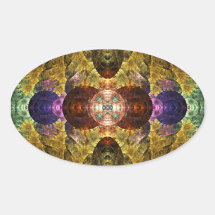 Sticker Ovale Mayflower Abstrait géométrique fractal