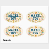 Sticker Ovale MAZEL TOV BAR BAT MITZVAH Juif Personnalisable (Feuille)