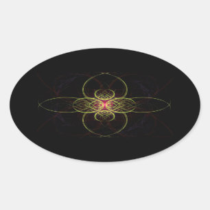 Sticker Ovale Médaillon rouge Par Alexandra Cook alias Linandara