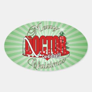 STICKER OVALE MÉDECIN CARDIOLOGISTE DE NOËL