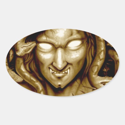 Sticker Ovale MEDUSA Airbrush Art Original (Devant)
