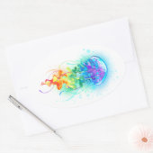 Sticker Ovale Méduse arc-en-ciel (Enveloppe)